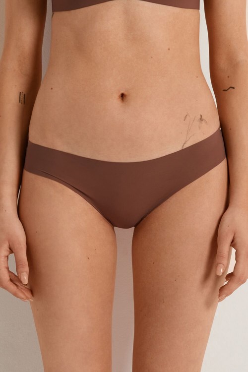 Brown Earth Brown 633v Tezenis Laser-Cut Microfiber Briefs | 072541-ORE