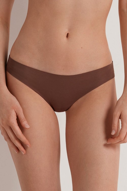 Brown Earth Brown 633v Tezenis Seamless Cheeky Briefs in Cotton | 241835-AQC