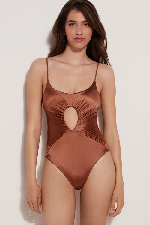 Brown Medium Brown 545v Tezenis Elegant Dream One-Piece Swimsuit | 268579-FID