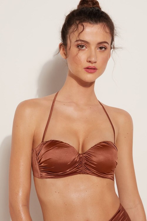 Brown Medium Brown 545v Tezenis Elegant Dream Padded Bandeau Bikini Top | 321980-QSM