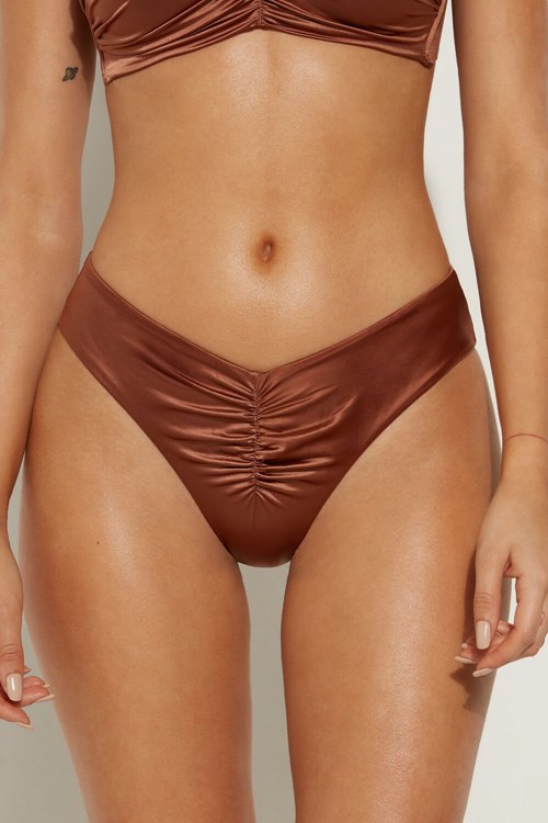 Brown Medium Brown 545v Tezenis Elegant Dream High-Cut Bikini Bottoms | 497856-OYC