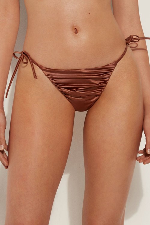 Brown Medium Brown 545v Tezenis Elegant Dream String Brazilian Bikini Bottoms | 630125-KQR