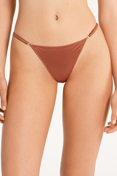 Brown Medium Brown 545v Tezenis High-Cut Thong with Adjustable Sides | 729405-UQG