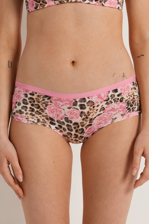 Floral Animal-print Rose Print 600v Tezenis Printed Cotton Boyshorts | 847516-OFG