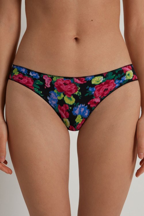 Floral Faded Black Floral Print 274v Tezenis Panties in Printed Microfiber | 934702-ARX