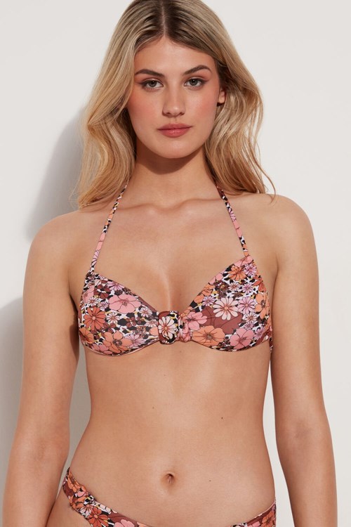 Floral Floral Animal Print 581v Tezenis Flower Animal Print Bra Style Bikini Top | 429810-XZP