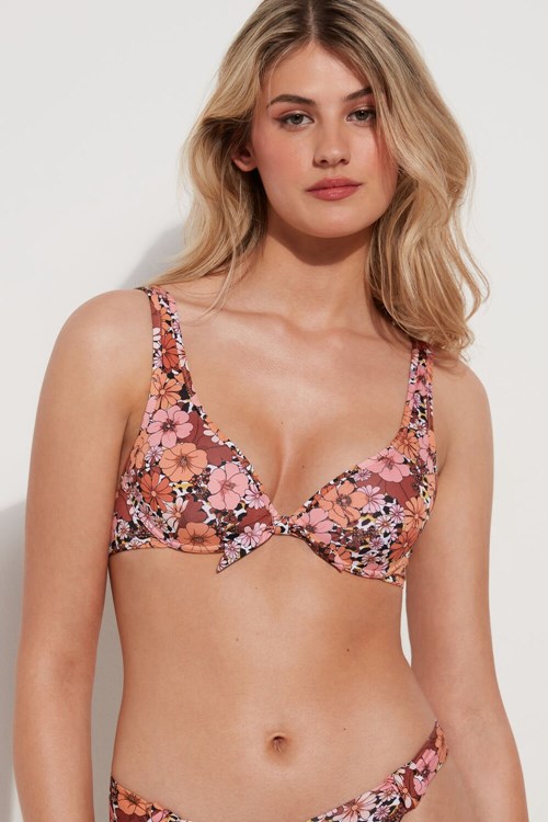 Floral Floral Animal Print 581v Tezenis Flower Animal Print Push-Up Bikini Top | 942157-BSA