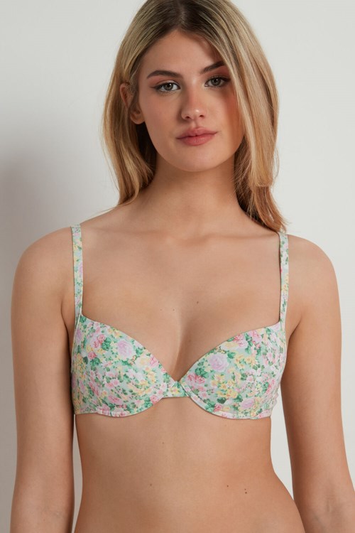 Floral Pastel Country Print 636v Tezenis Athens Printed Push-Up Bra | 746912-SRG