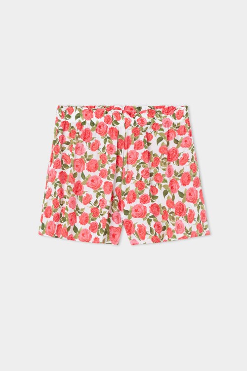 Floral Romantic Rose Print 598v Tezenis Viscose Canvas Skort | 530149-OPS