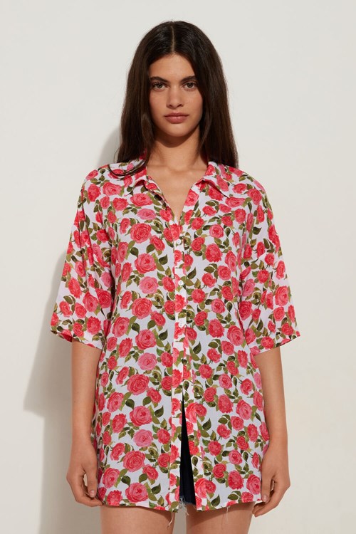 Floral Romantic Rose Print 598v Tezenis Half-sleeve Cloth Shirt | 710963-SGJ