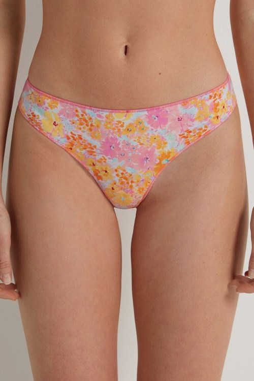 Floral Spring Flowers Print 302v Tezenis Printed Microfiber Brazilian Panties | 054368-PAG