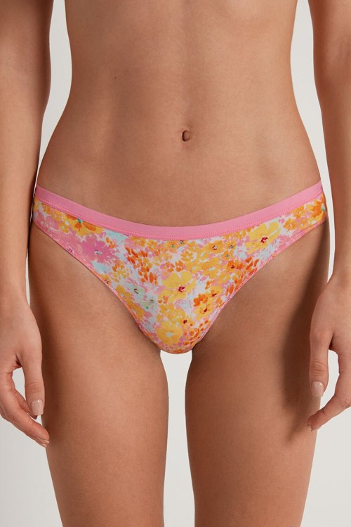 Floral Spring Flowers Print 302v Tezenis Printed Cotton Brazilian Brief | 387216-GOU