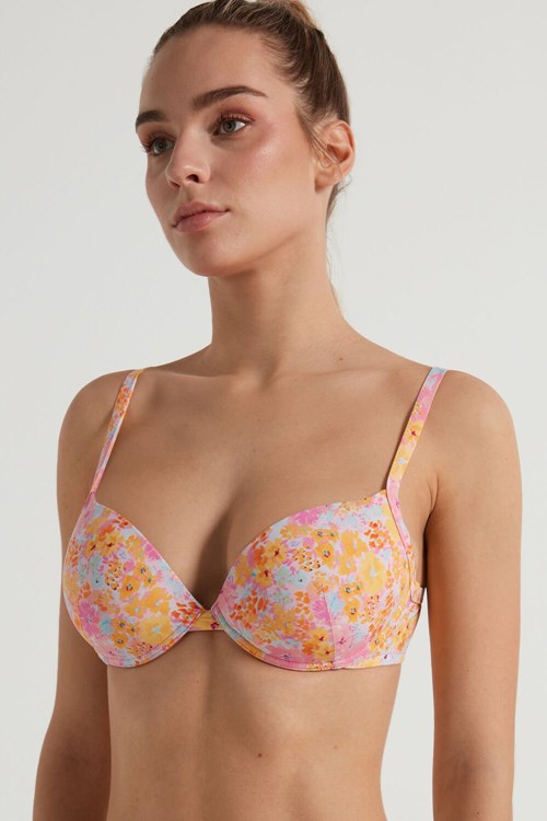 Floral Spring Flowers Print 302v Tezenis Athens Push-Up Bra in Microfiber | 965027-SYN