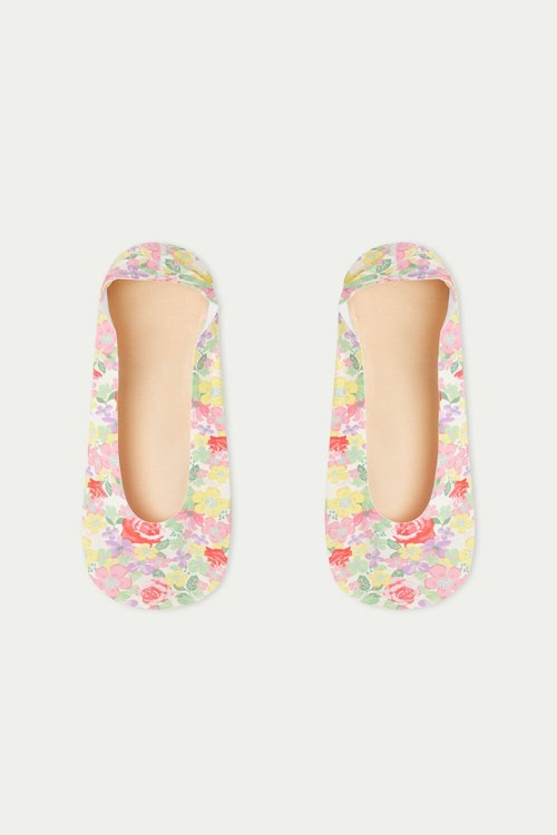 Floral White Floral 459v Tezenis Fancy Cotton Shoe Liners | 381904-STZ