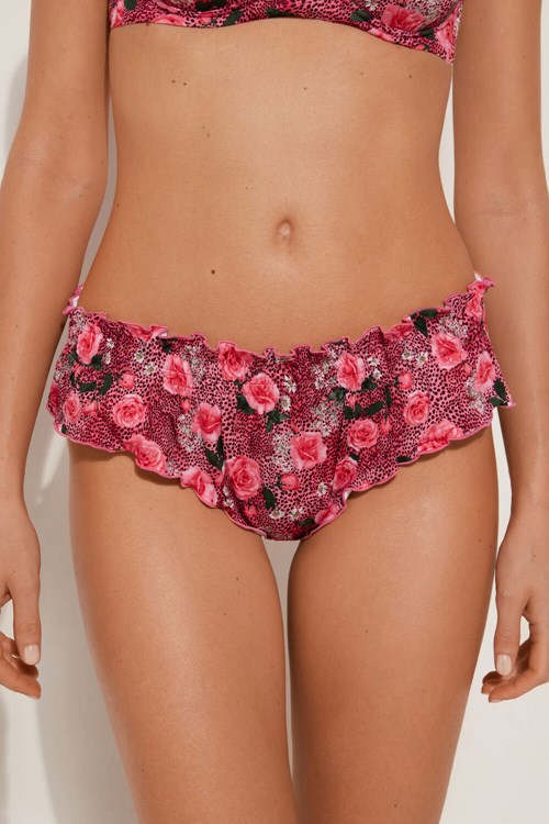 Floral Wild Rose Print 616v Tezenis Wild Roses Hipster Brazilian Bikini Bottoms | 360418-HFX