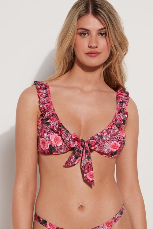 Floral Wild Rose Print 616v Tezenis Wild Roses Bra Style Bikini Top | 895246-PNT