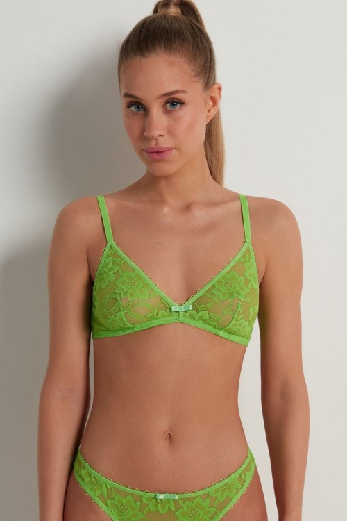 Green Apple Green 308v Tezenis Blooming Lace Triangle Bra | 495720-EFX