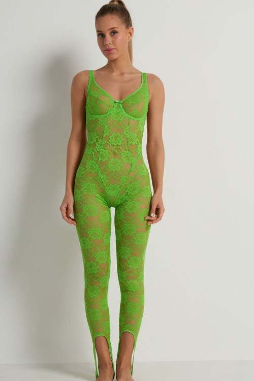 Green Apple Green 308v Tezenis Blooming Lace Balconette Jumpsuit | 583190-YDB