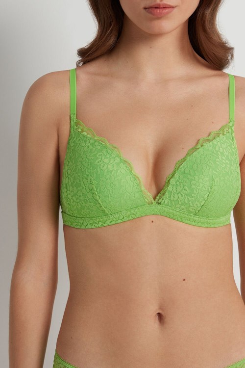 Green Apple Green 308v Tezenis Positano Lace Padded Triangle Bra | 934126-RHL