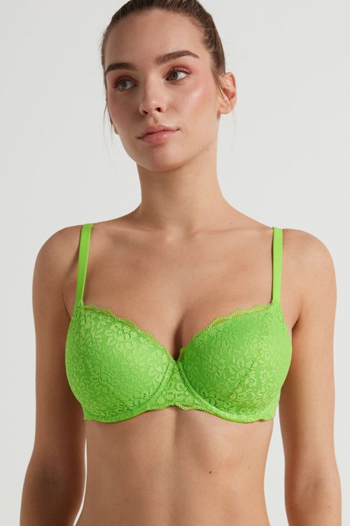 Green Apple Green 308v Tezenis Prague Full Cover Recycled Lace Balconette Bra | 851467-KSQ