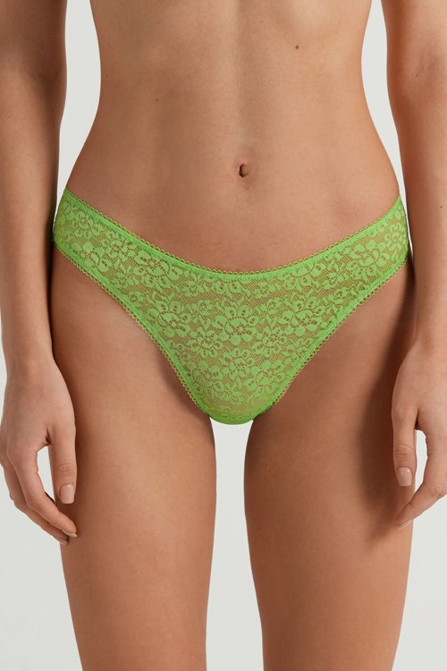 Green Apple Green 308v Tezenis Recycled Lace High-Cut Panties | 801296-ILR