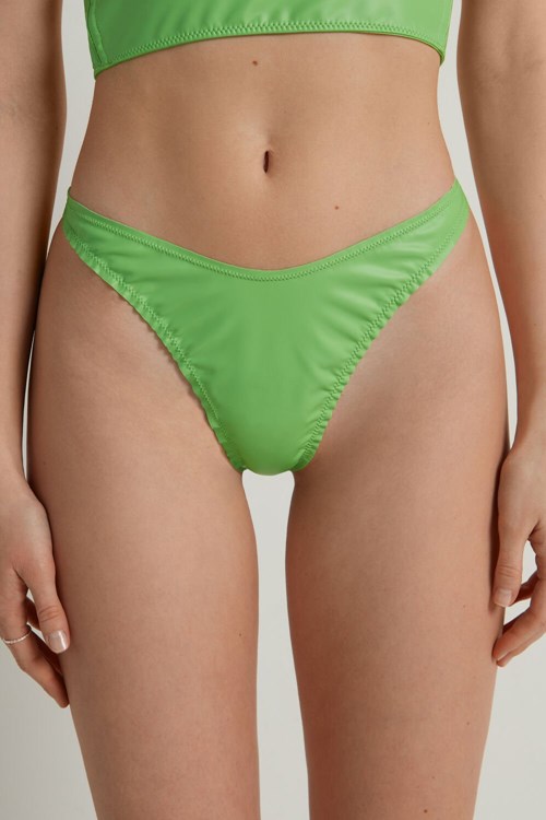 Green Apple Green 308v Tezenis Street Latex High-Cut Thong | 501324-QGK