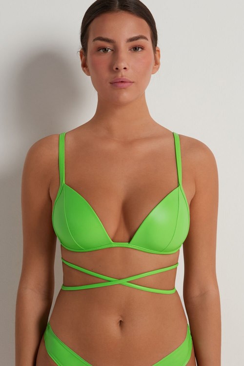 Green Apple Green 308v Tezenis Street Latex Positano Padded Triangle Bra | 841369-DON