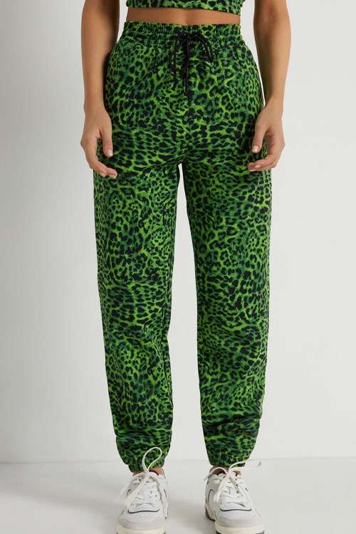 Green Green Animal Print 304v Tezenis Joggers with Welt Pocket | 412970-ZTV