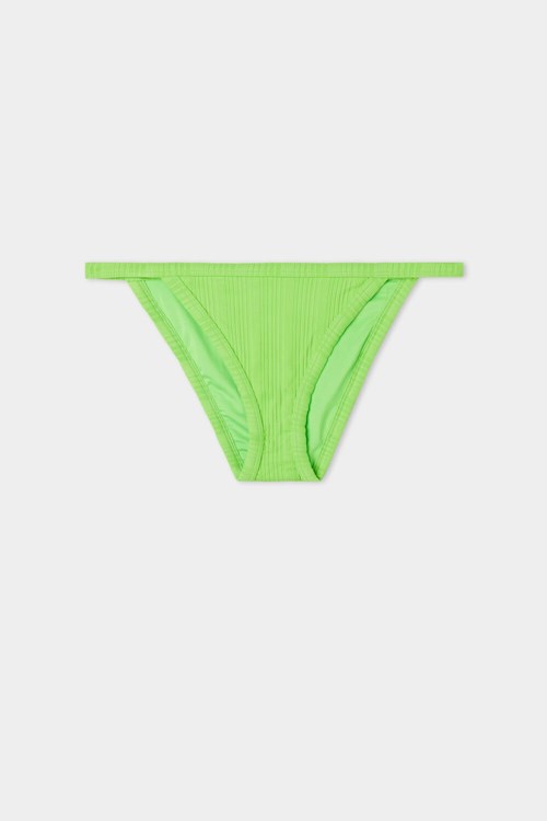 Green New Green 624v Tezenis Green Ribbed Recycled Tie-String Bikini Bottoms | 485023-ZSP