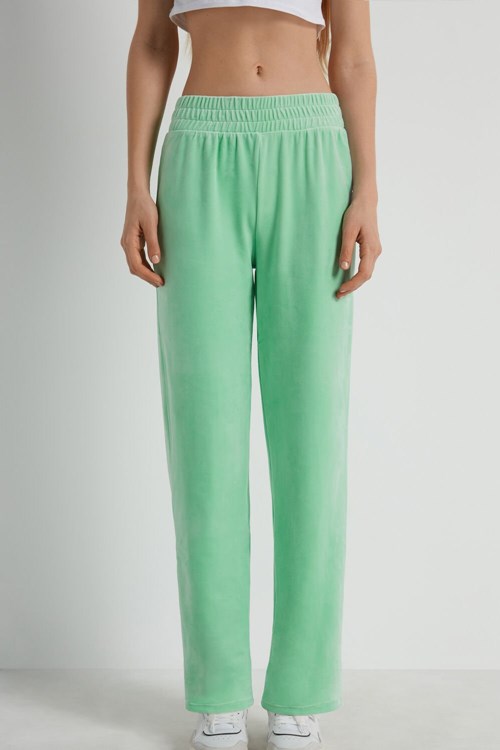 Green Pastel Green 338v Tezenis Solid Color Chenille Pants | 467190-GQC