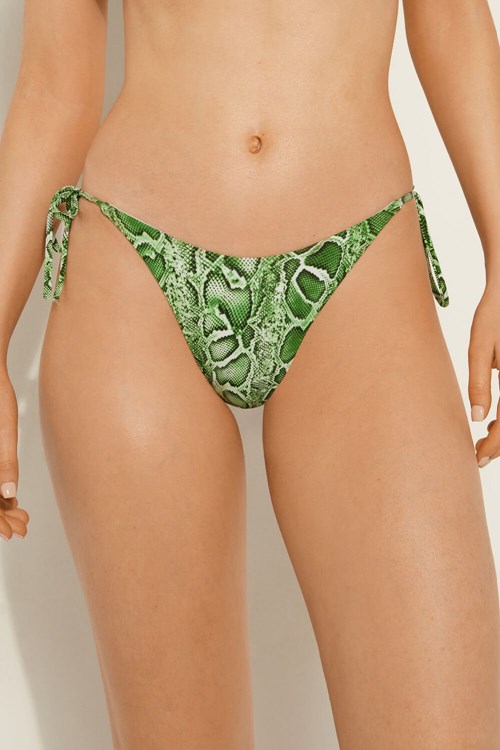 Green Tropical Snake Print 608v Tezenis Tropical Snake String Bikini Bottoms | 219438-HMG