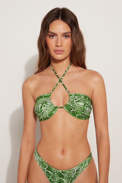 Green Tropical Snake Print 608v Tezenis Tropical Snake Brassiere Bra | 792486-WXA