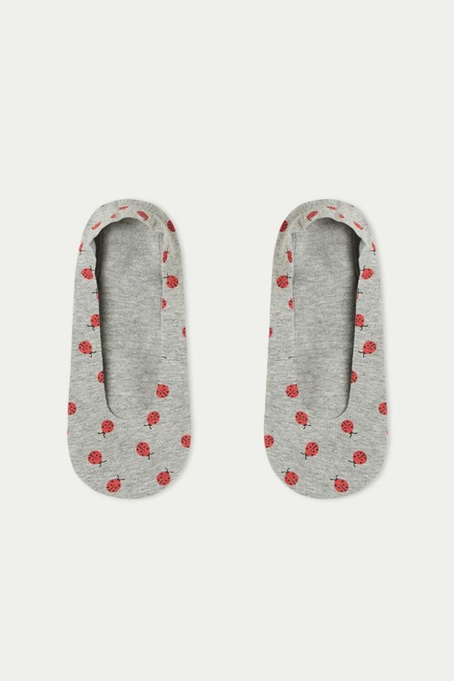 Grey Gray Ladybugs 451v Tezenis Fancy Cotton Shoe Liners | 312456-BGT