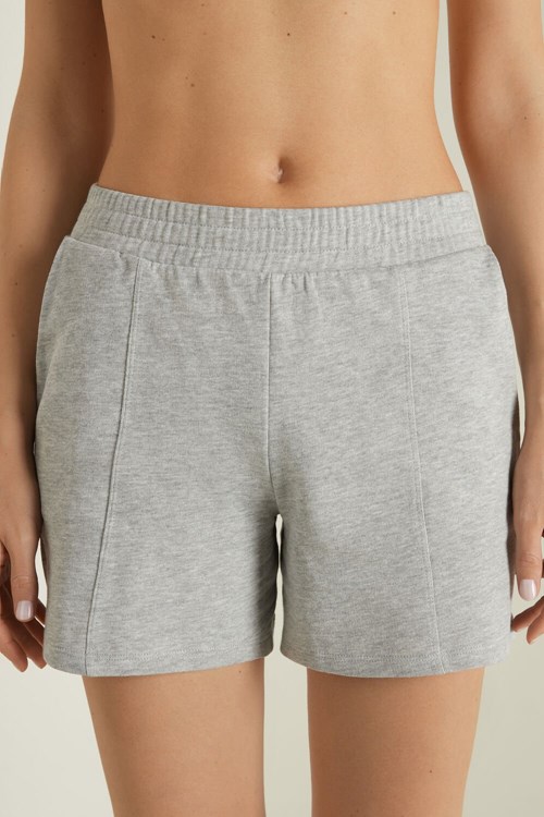 Grey Light Gray Heather 031 Tezenis Fleece Shorts with Pockets | 094378-ZBS