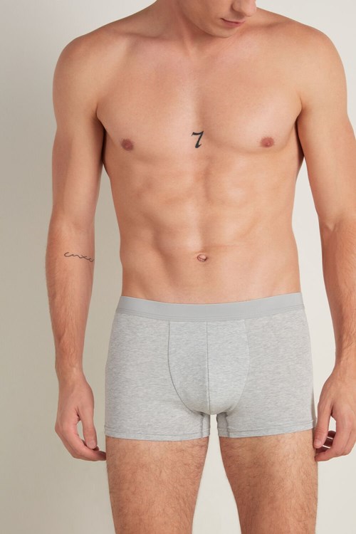 Grey Light Gray Heather 031 Tezenis Stretch Cotton Boxer Brief | 496783-KXV