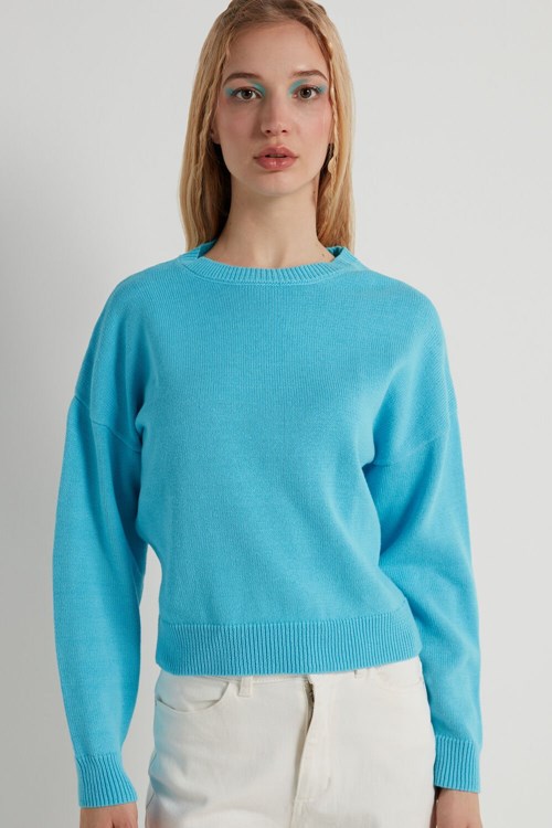 Light Blue Bright Blue 257v Tezenis Long Sleeve Crewneck Sweatshirt in Cotton | 843920-NSX