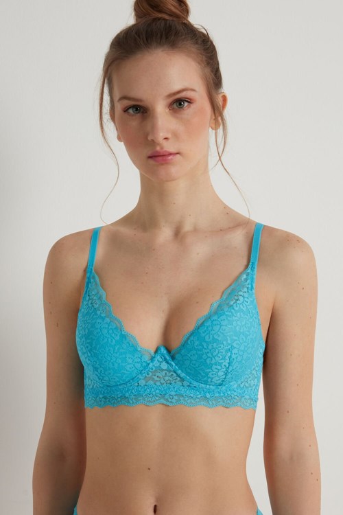 Light Blue Bright Blue 257v Tezenis Malibu Recycled Lace Super Push-Up Bra | 035248-XEN