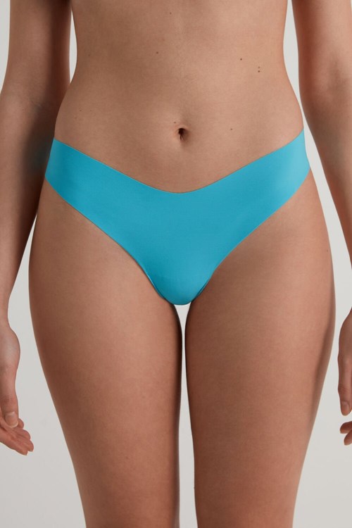 Light Blue Bright Blue 257v Tezenis Microfiber V-Shaped Laser-Cut Brazilian Panties | 096328-ZDG