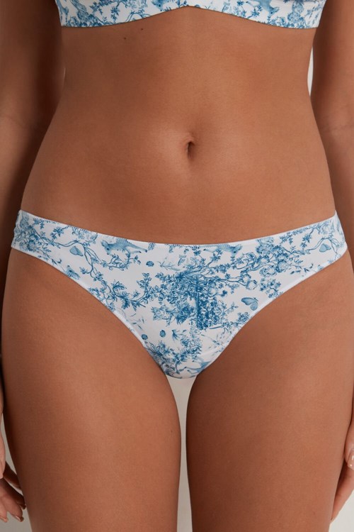 Light Blue Romantic Forest Print 597v Tezenis Printed Microfiber Brazilian Panties | 184957-KDH