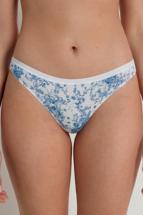 Light Blue Romantic Forest Print 597v Tezenis Printed Cotton Brazilian Brief | 396820-BFP