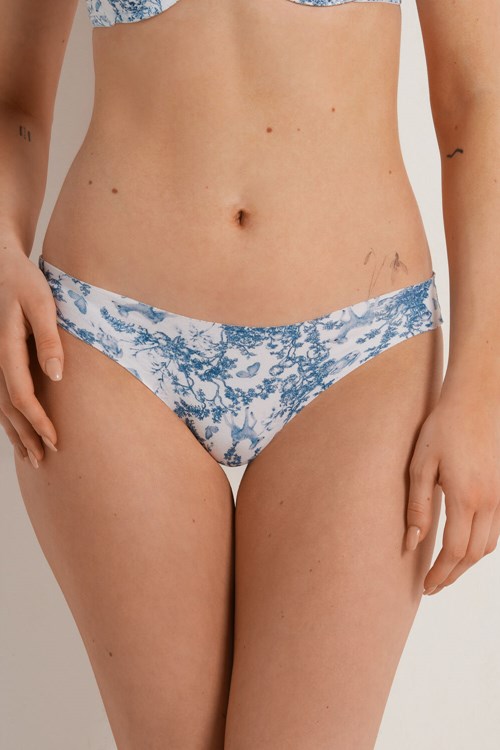 Light Blue Romantic Forest Print 597v Tezenis Raw Edge Printed Brazilian Brief | 603715-ASN