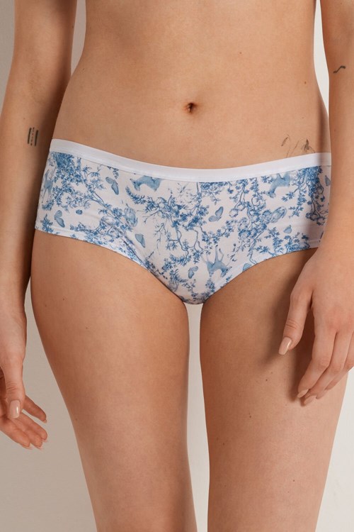 Light Blue Romantic Forest Print 597v Tezenis Printed Cotton Boyshorts | 834259-UMP