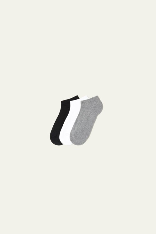 Multicolor Black/White/Gray Heather 2876 Tezenis 3 x Invisible sport socks in cotton | 175839-UNP