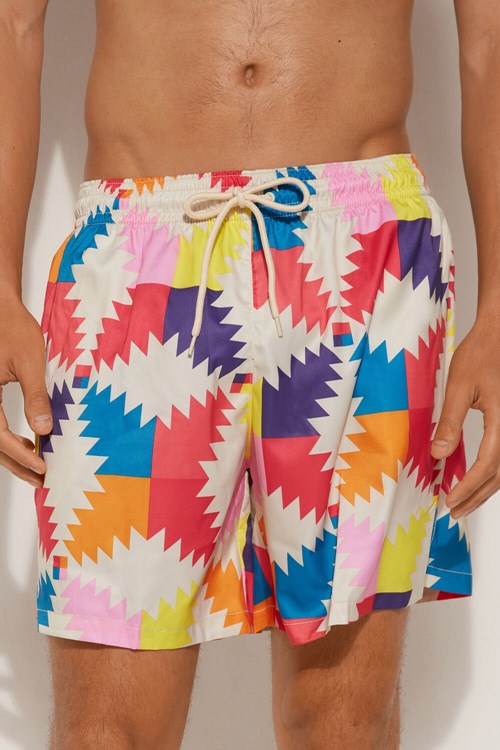 Multicolor Geometric Color Print 583v Tezenis Printed Swim Trunks | 749031-OJR