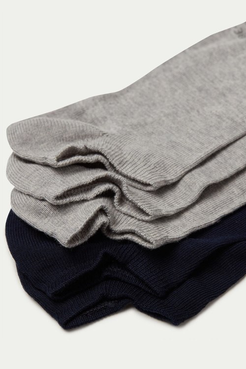 Multicolor Gray/Blue 8426 Tezenis 5 X Solid Color Cotton Ankle Socks | 685921-HBY