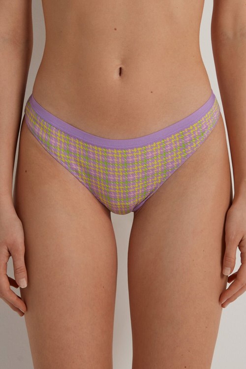 Multicolor Houndstooth Candy Print 293v Tezenis Printed Cotton Brazilian Brief | 981034-WBE