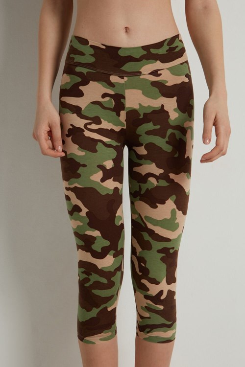 Multicolor New Camo Print 588v Tezenis Printed Cotton Capri Leggings | 894305-AXD