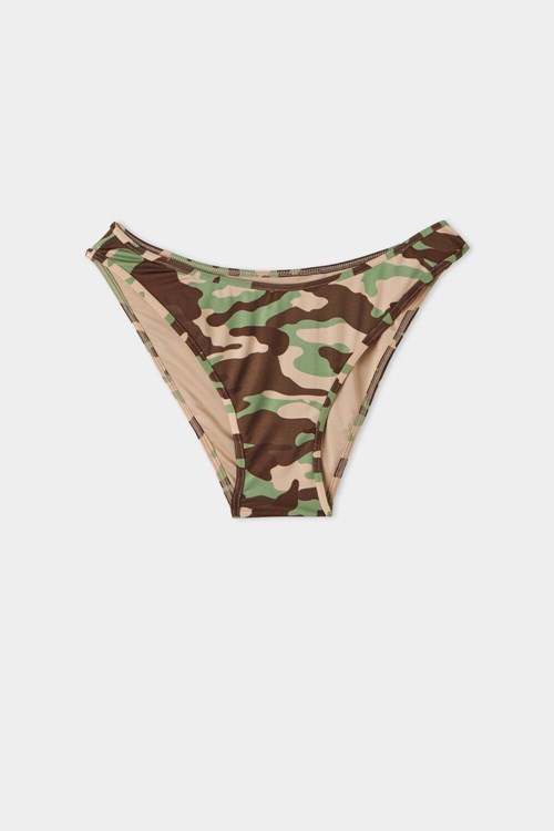 Multicolor New Camo Print 649v Tezenis New Camo Family High-Cut Bikini Bottoms | 215489-LFD