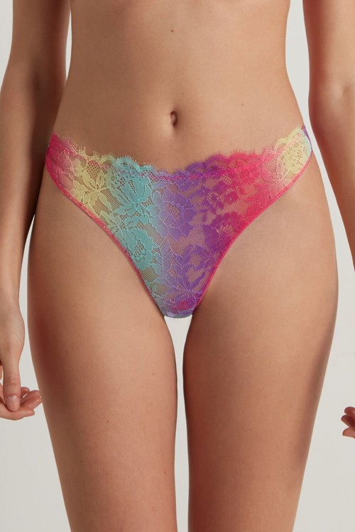 Multicolor Rainbow 278v Tezenis Rainbow Lace High-Cut Brazilian Panties | 483956-OPZ