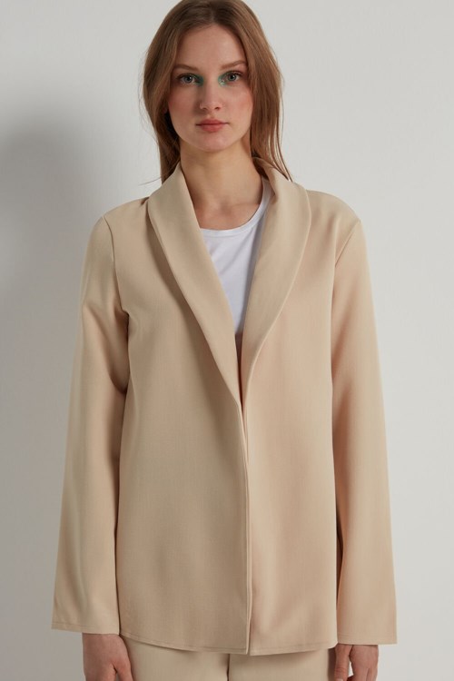 Nude Beige 320v Tezenis Solid Color Open Front Blazer/Jacket | 271890-VBP